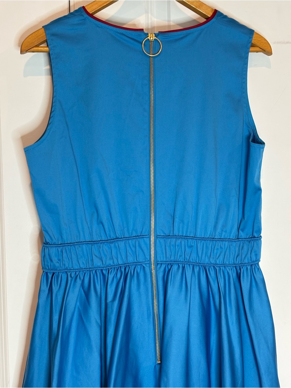 Roksanda Collective Vibrant Blue Red Trim V-neck Sleeveless Flare Midi Dress 8 - Picture 8 of 13